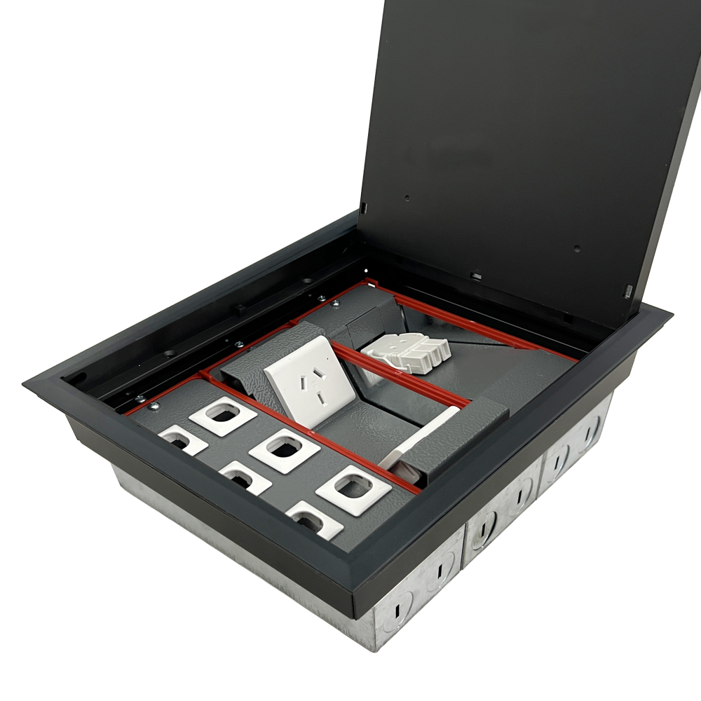 Accede Dual lid Indesk Module, 2x GPO, 1 - CMS Electracom softwiring
