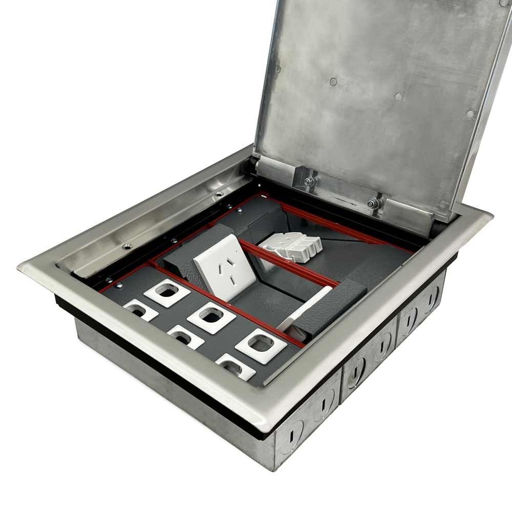 Accede Dual lid Indesk Module, 2x GPO, 1 - CMS Electracom softwiring